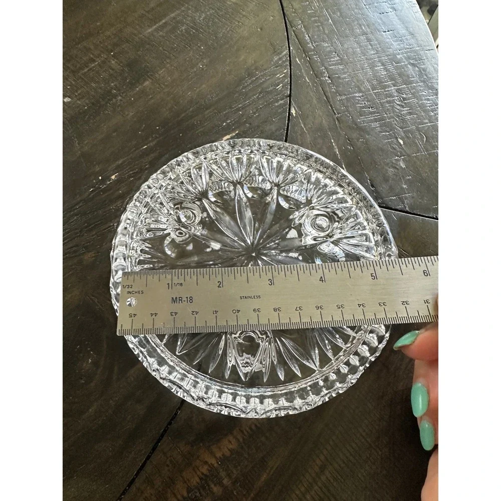 Vintage Clear Pressed Glass 3 Taper Candle Holder Centerpiece Bowl Starburst 9